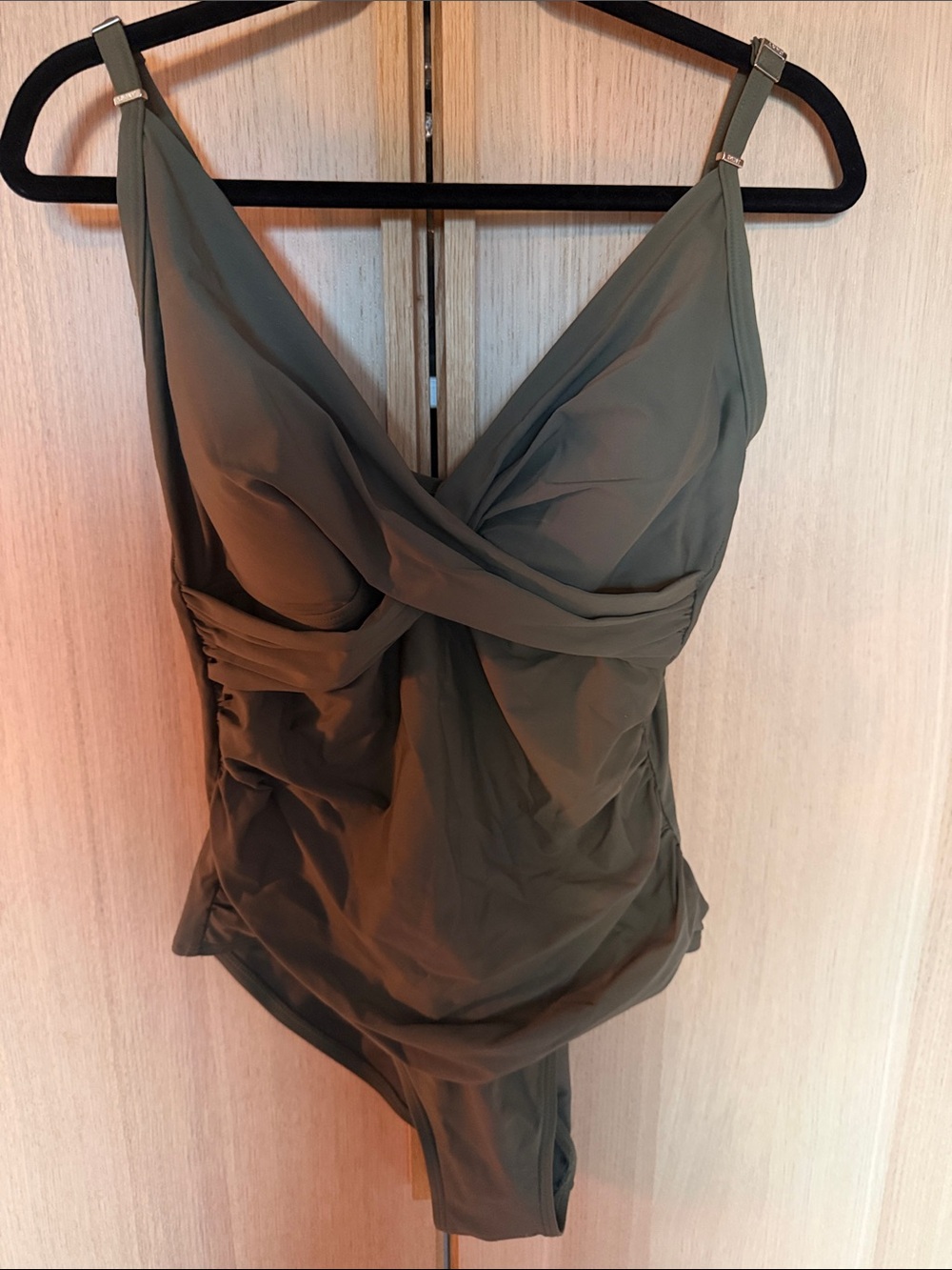 DKNY Olive One-Piece Swimsuit with Twist Front